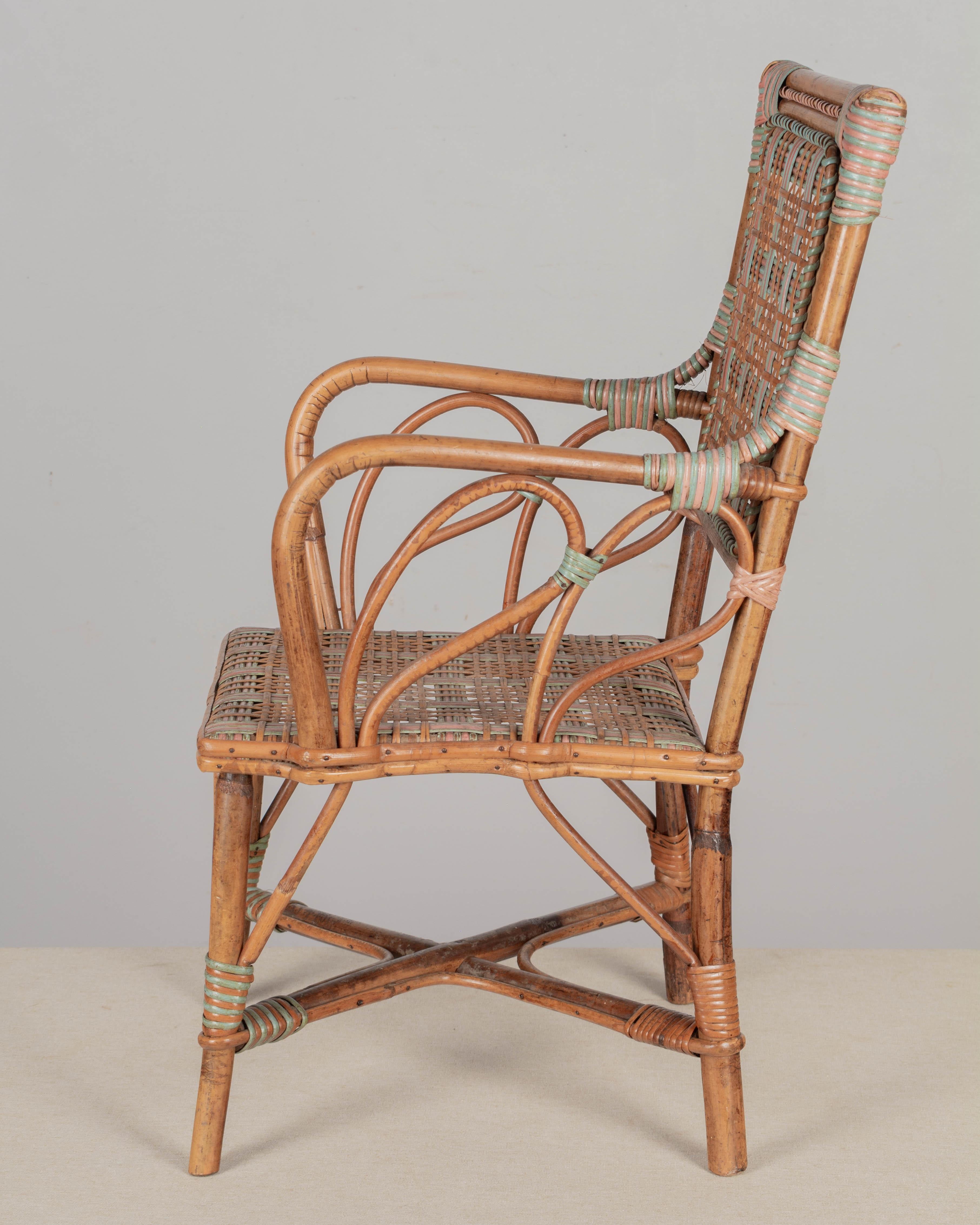 Rattan French Wicker Child's Chair For Sale