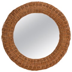 French Wicker Circle Mirror