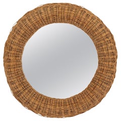 French Wicker Circle Mirror