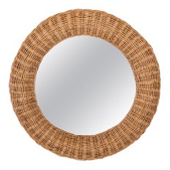 French Wicker Circle Mirror