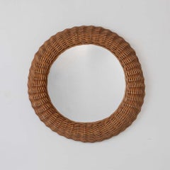 French Wicker Circular Mirror