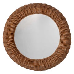 French Wicker Circular Mirror
