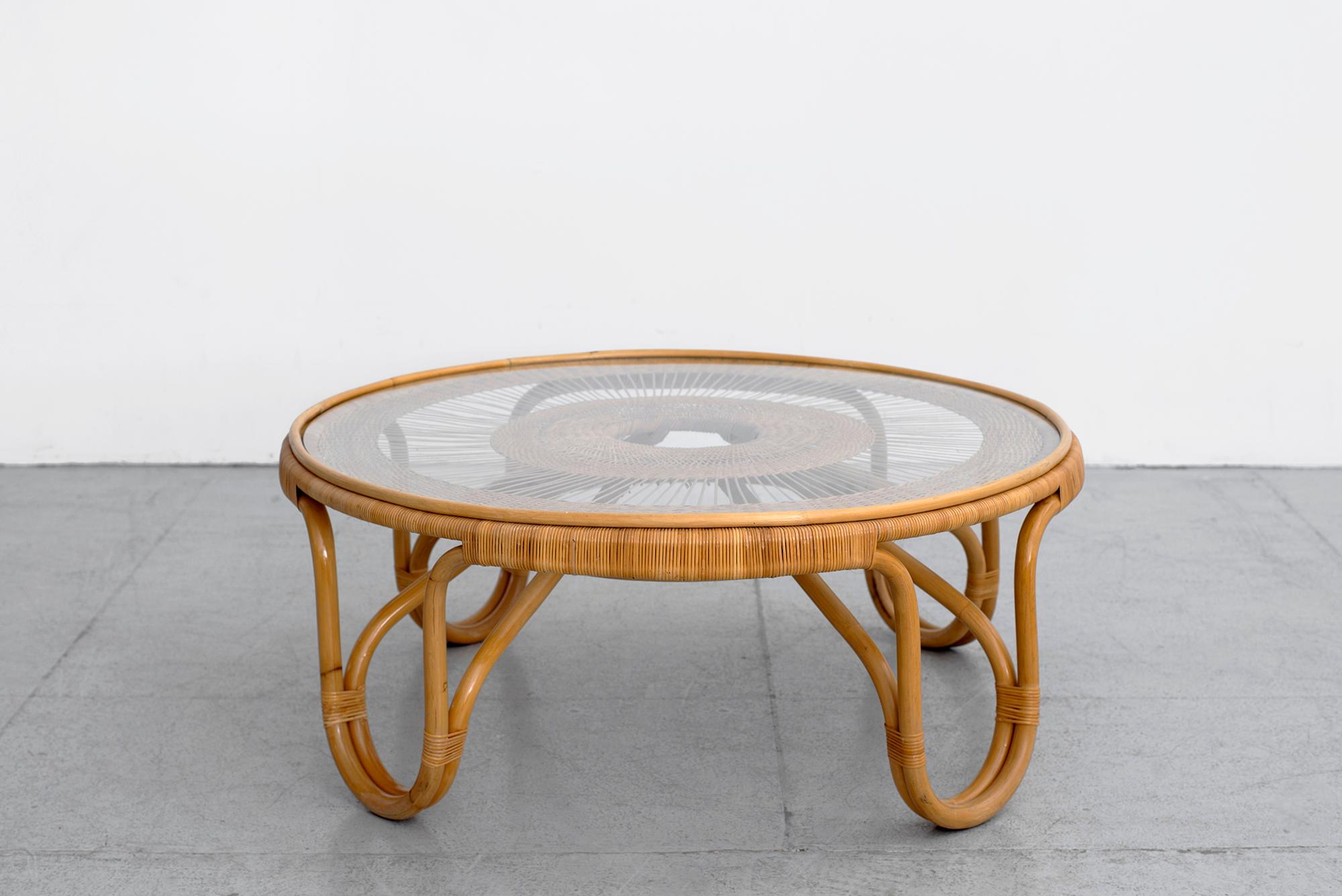 Mid-20th Century French Wicker Coffee Table