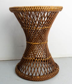 Taburete francés Diabolo de mimbre, hacia 1970