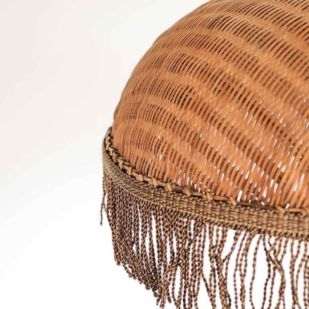 French Wicker Dome Pendant Light For Sale 2