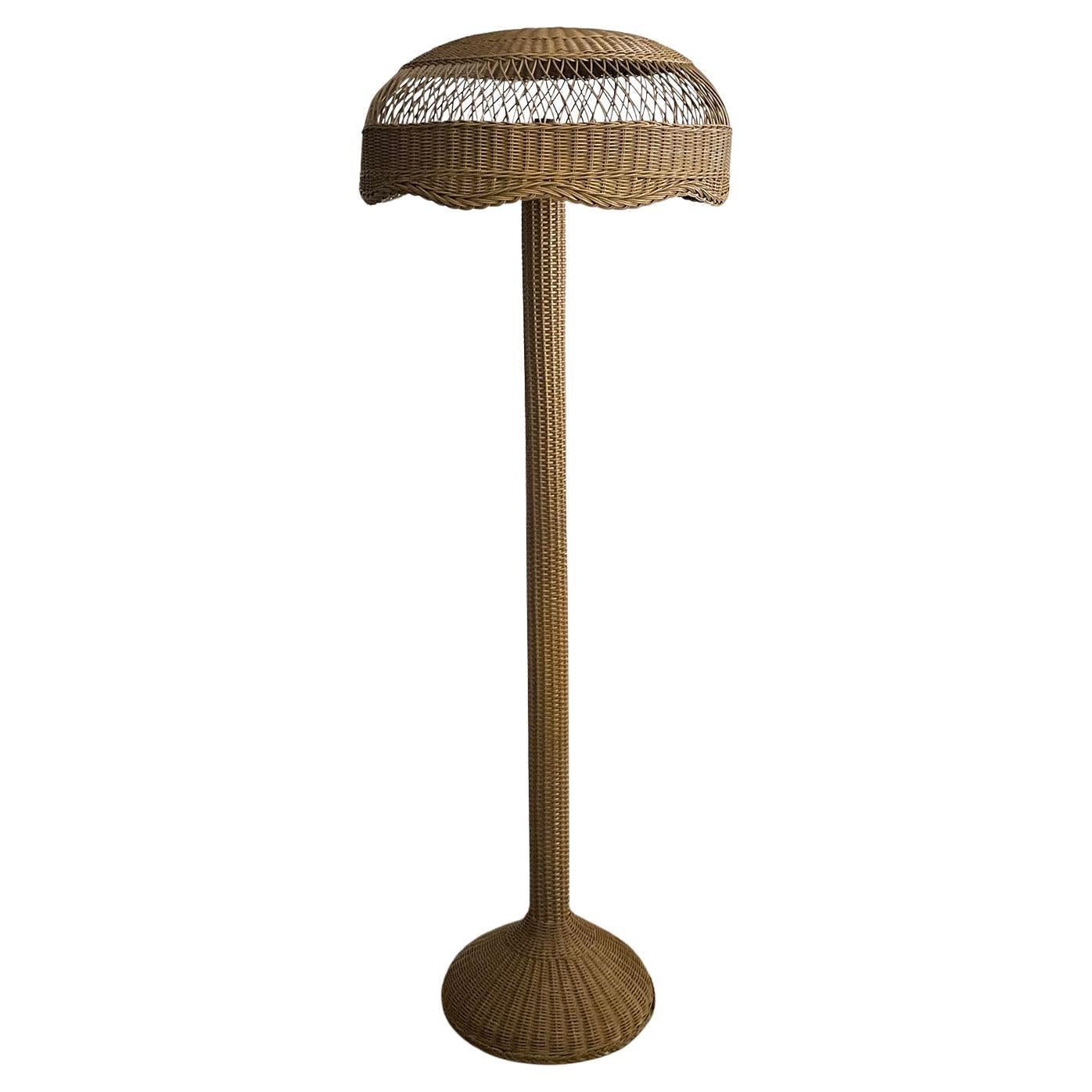 French Wicker Floor Lamp For Sale
