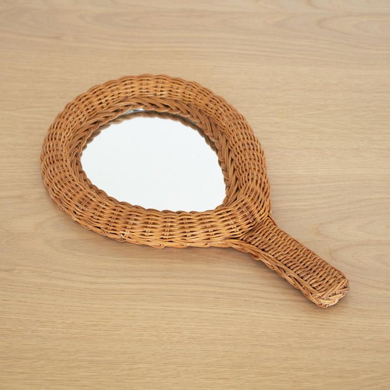 French Wicker HandHeld Mirror at 1stDibs