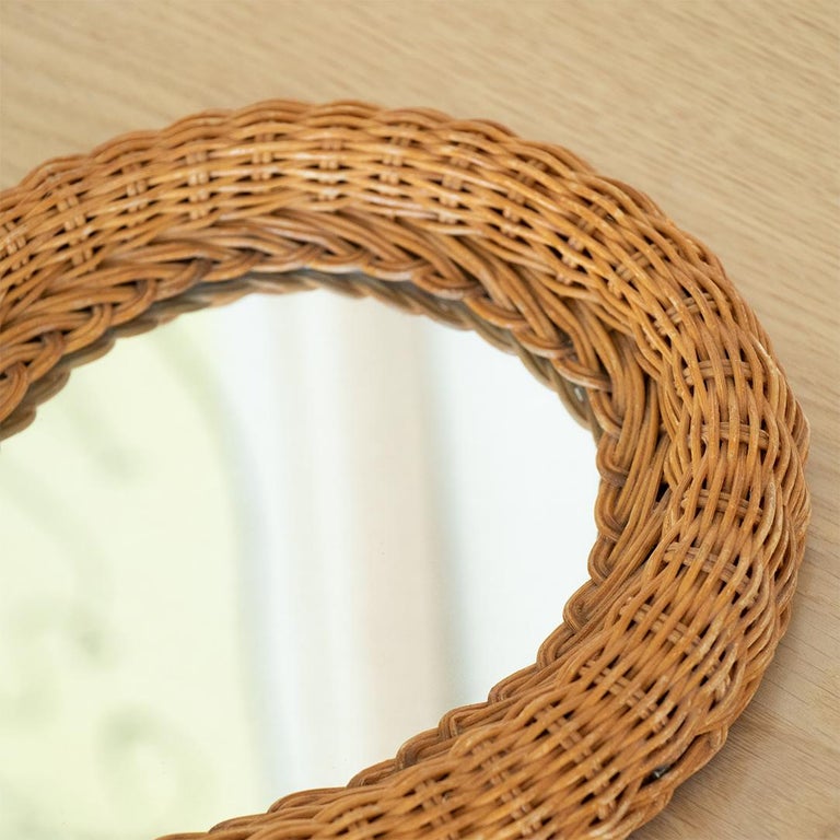French Wicker HandHeld Mirror at 1stDibs