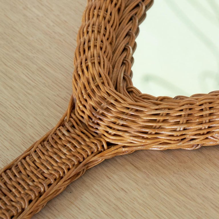 French Wicker HandHeld Mirror at 1stDibs