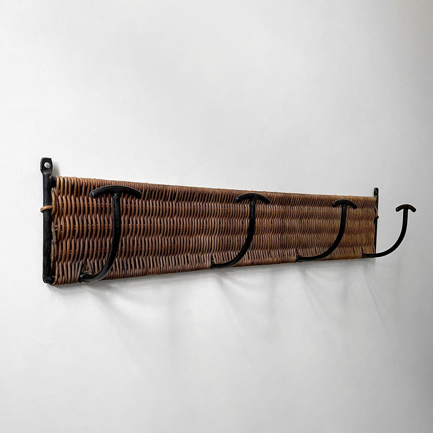 French Wicker & Iron 4 Wall Hooks For Sale 8