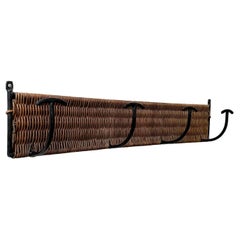 Used French Wicker & Iron 4 Wall Hooks