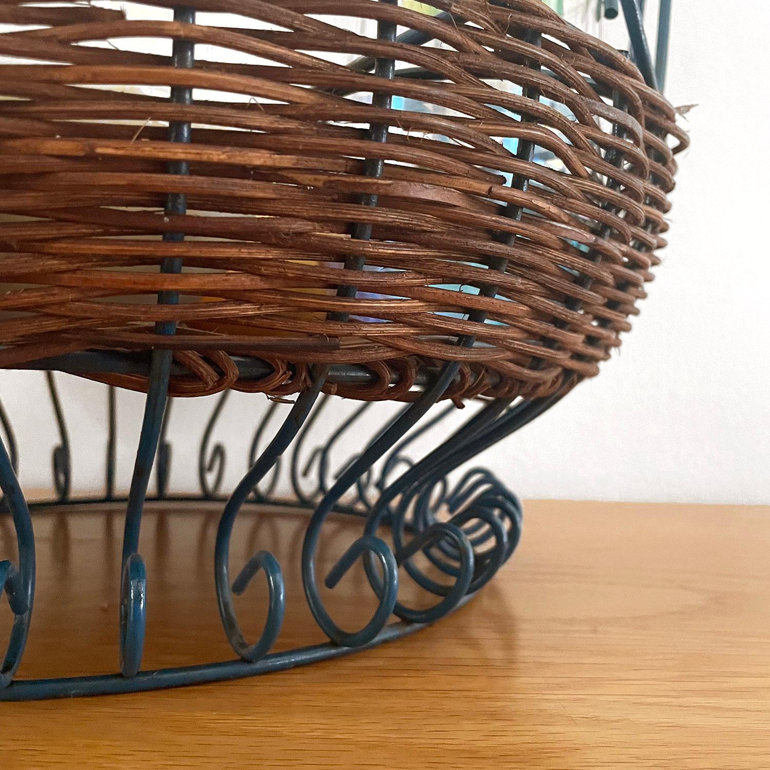 French Wicker & Iron Picnic Service Basket For Sale 2