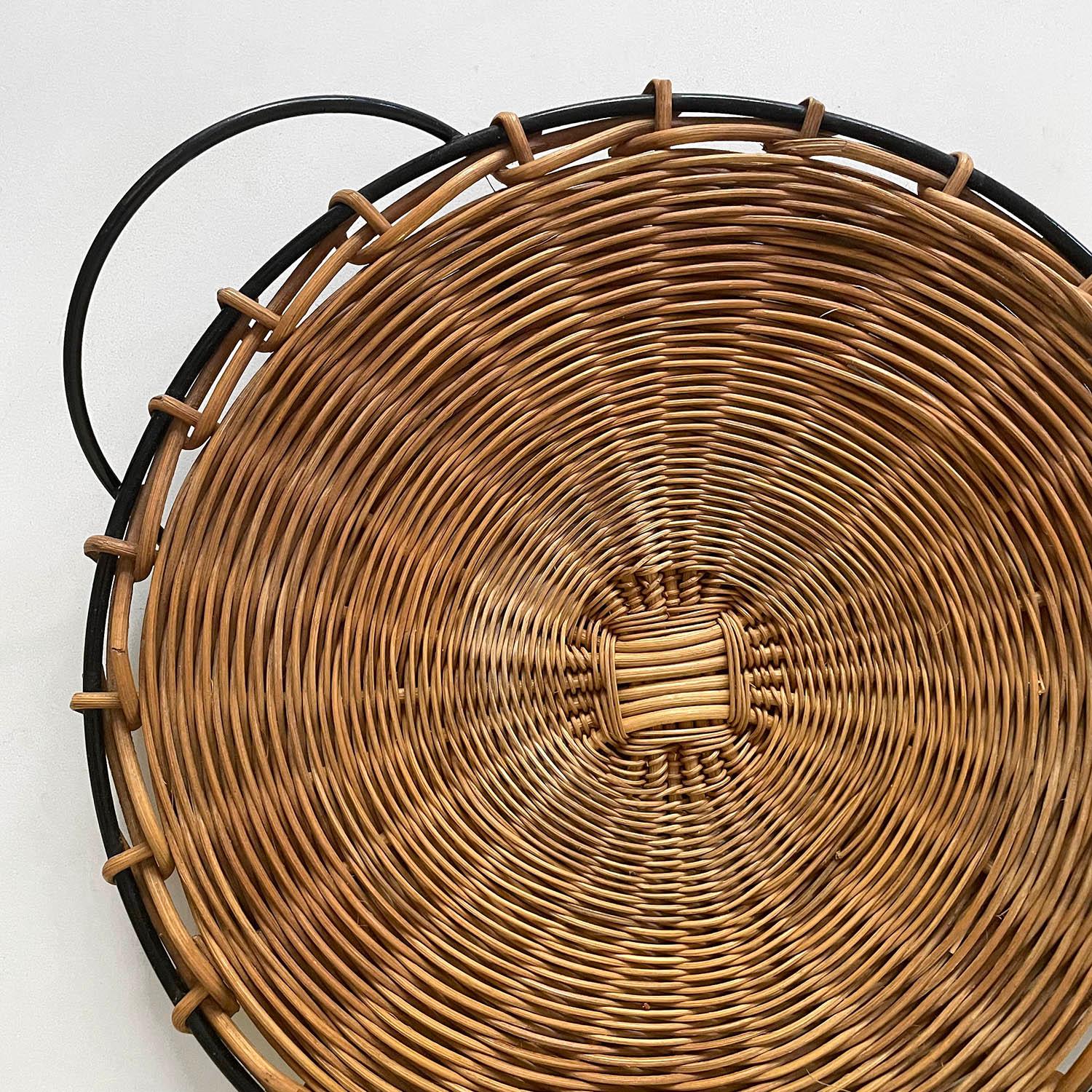 Mid-20th Century French Wicker & Iron Tray in the style of Raoul Guys 