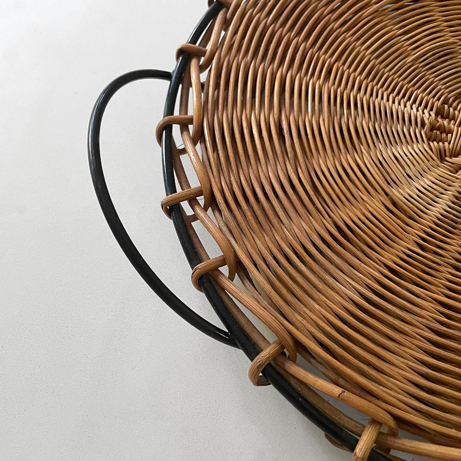 French Wicker & Iron Tray in the style of Raoul Guys  2