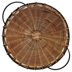 French Wicker & Iron Tray in the style of Raoul Guys