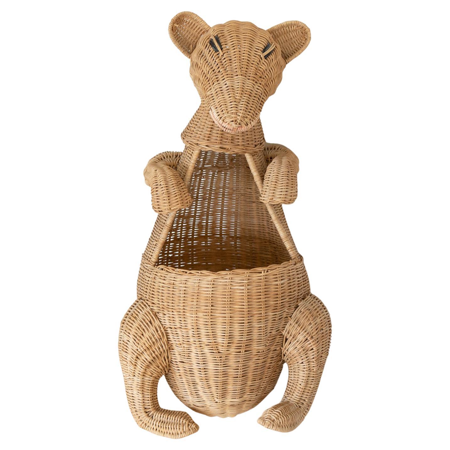 French Wicker Kangaroo Basket at 1stDibs