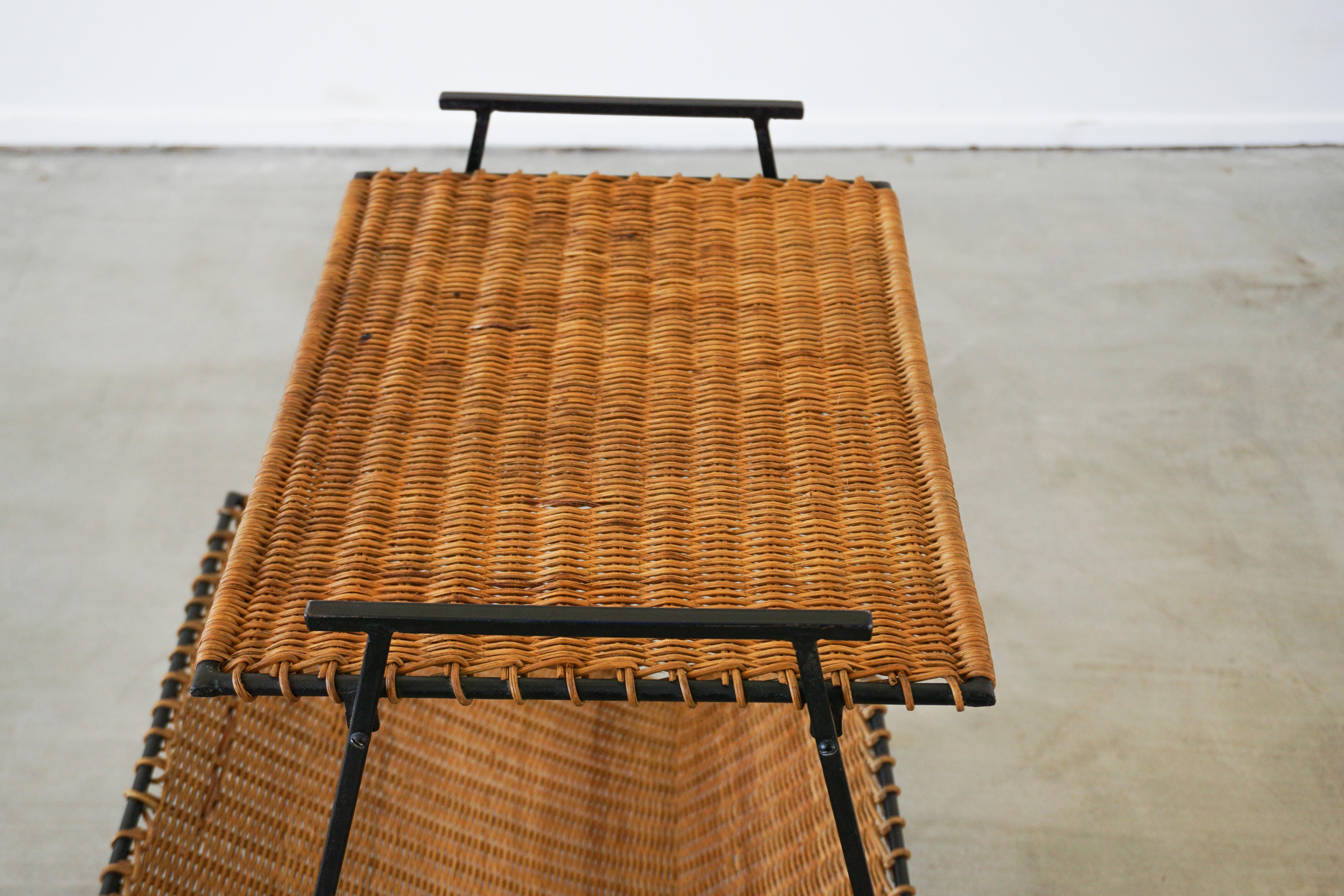 20th Century French Wicker Magazine Table