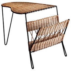 French Wicker Piano Shaped Table