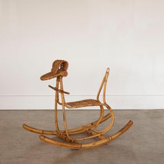 French Wicker Rocking Horse