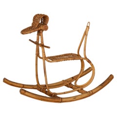 French Wicker Rocking Horse
