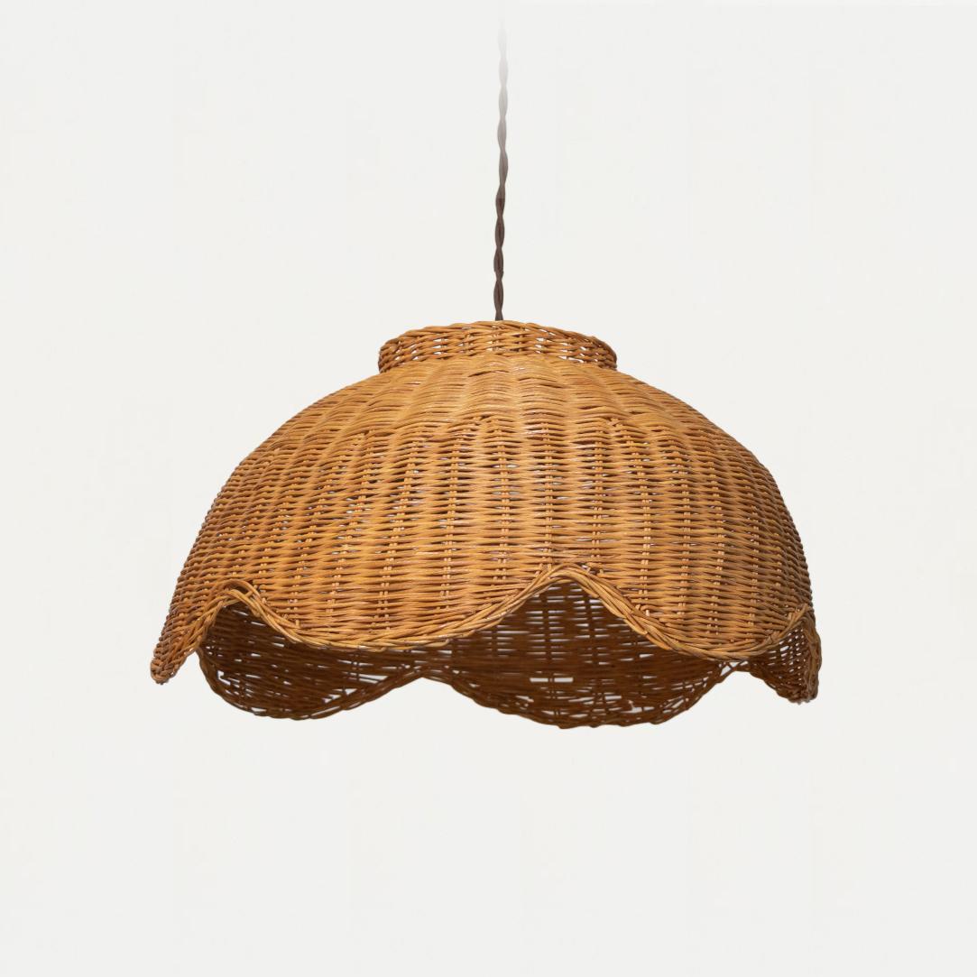 scallop rattan pendant light
