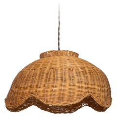French Wicker Scalloped Dome Light