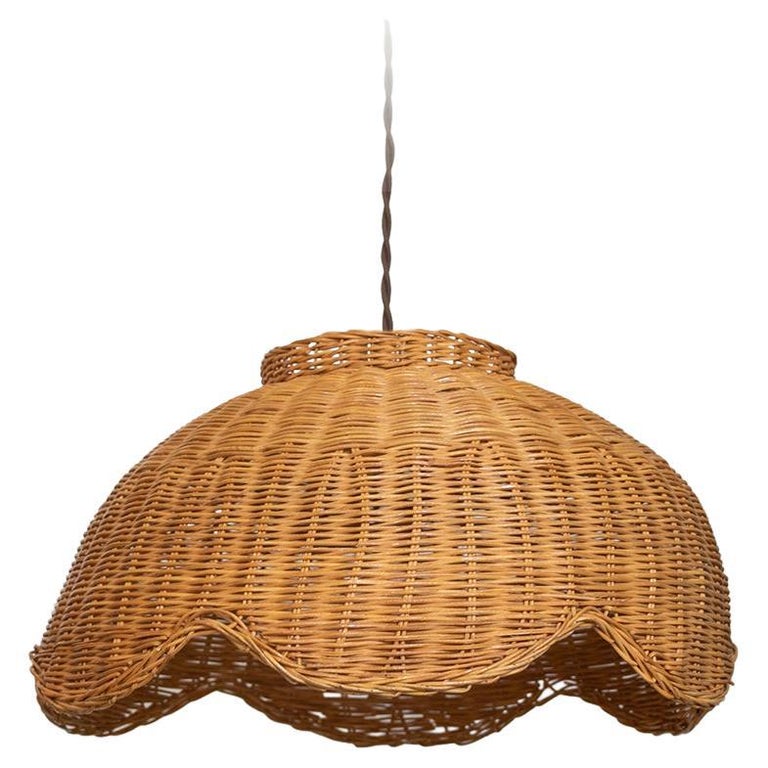 French Wicker Scalloped Dome Light at 1stDibs scalloped rattan