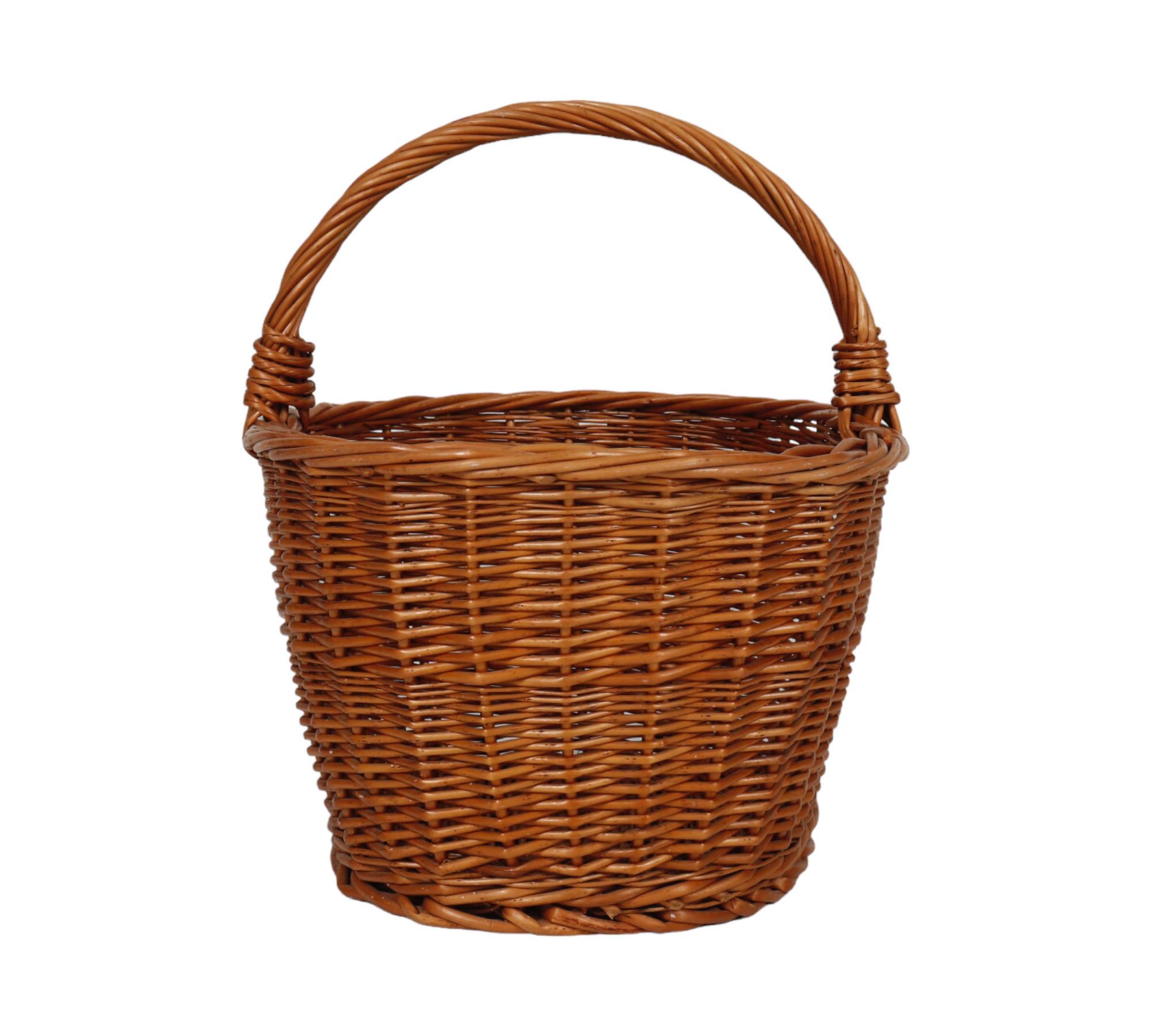 Rustic French Wicker Shopping Basket For Sale
