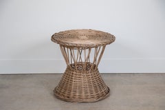 French Wicker Side Table