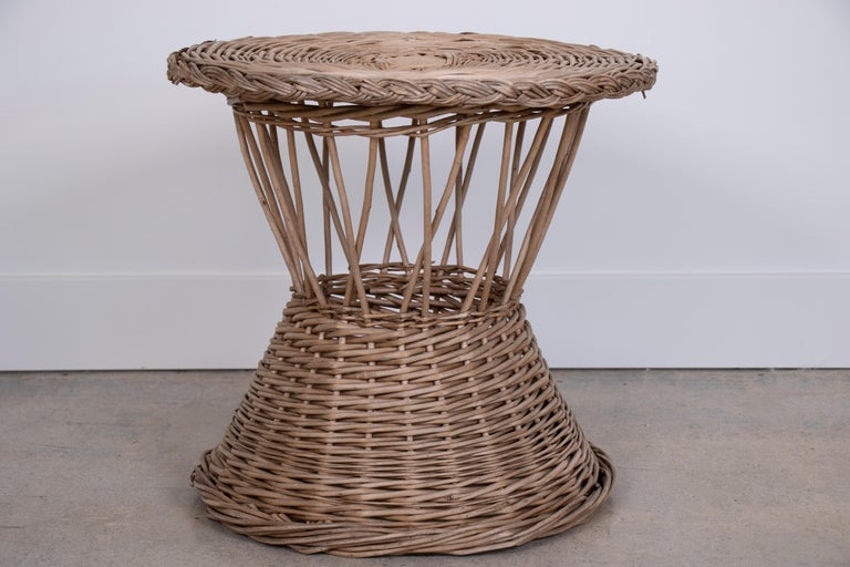 French Wicker Side Table For Sale At 1stdibs