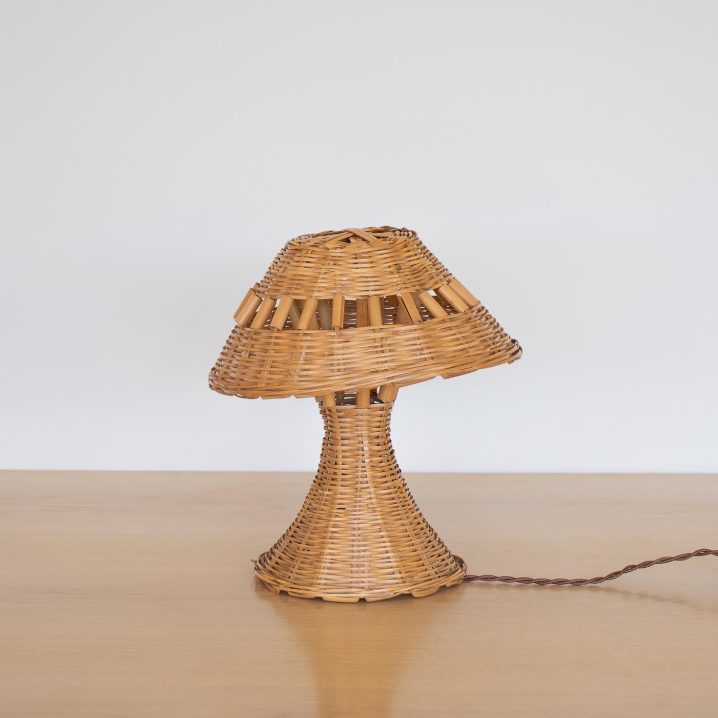 20th Century French Wicker Table Lamp For Sale
