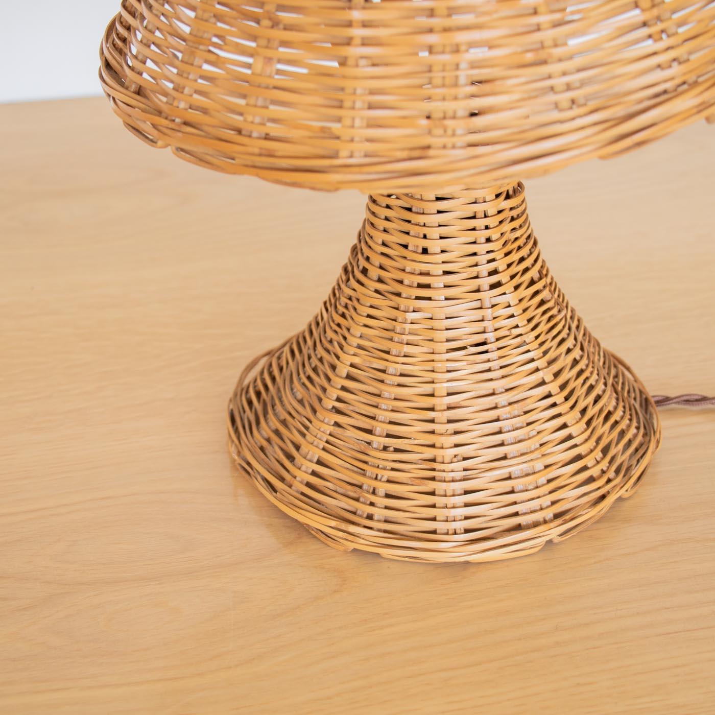 French Wicker Table Lamp For Sale 2