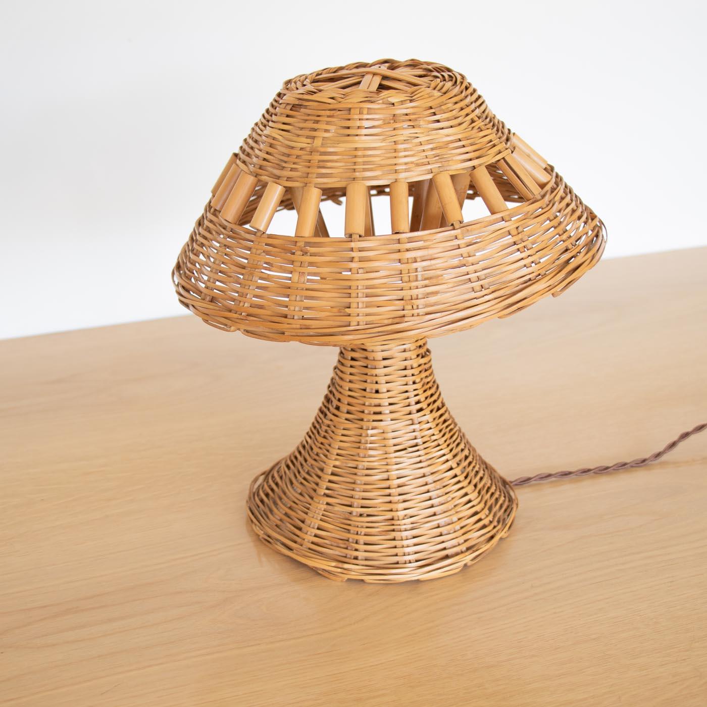 French Wicker Table Lamp For Sale 3