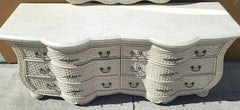 French Wicker & Tessellated Stone Top Dresser