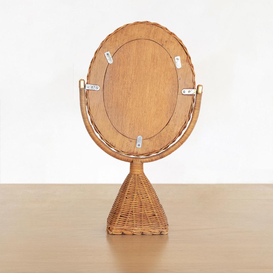 French Wicker Vanity Mirror In Good Condition In Los Angeles, CA