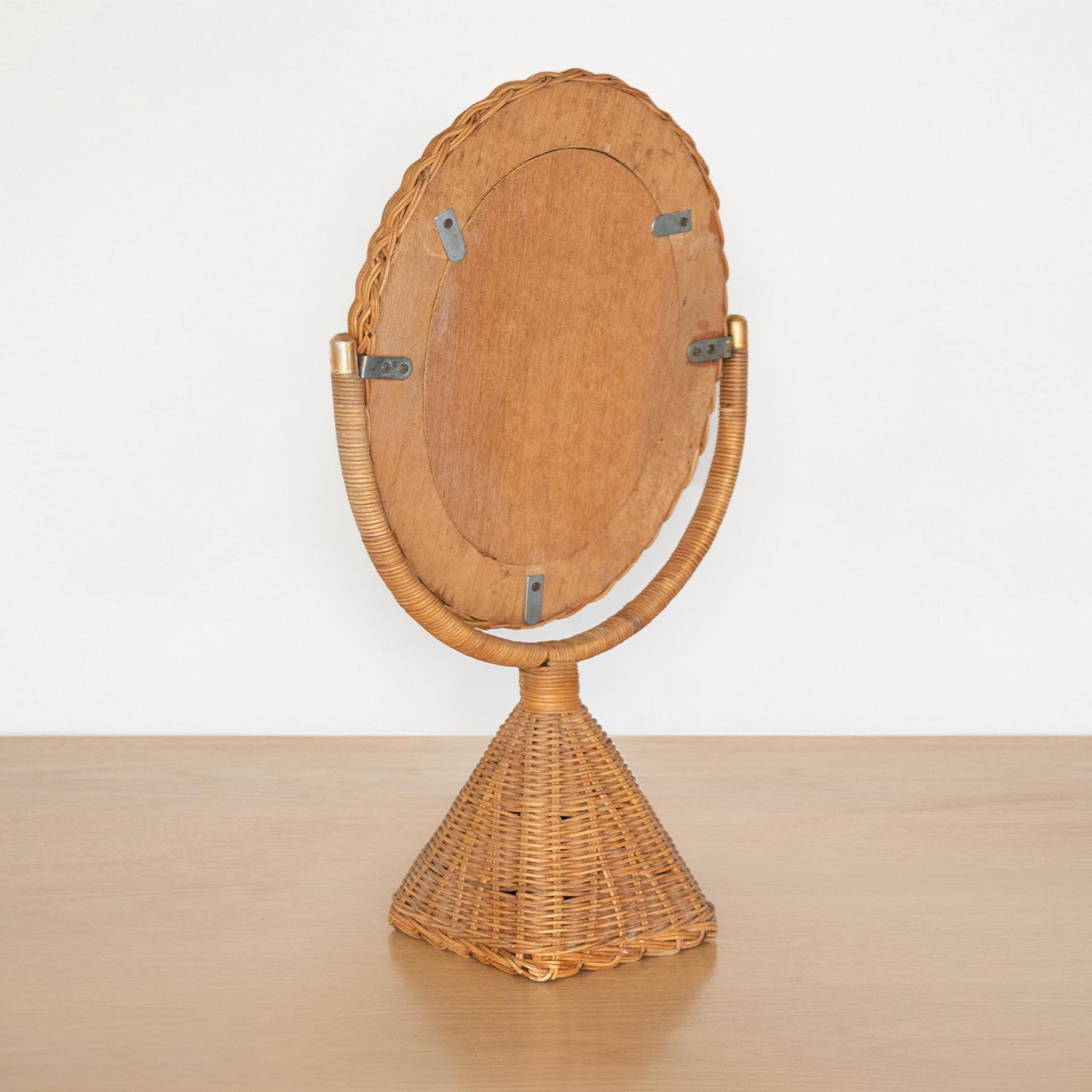 20th Century French Wicker Vanity Mirror