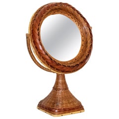Used French Wicker Vanity Mirror