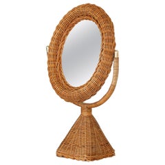 Vintage French Wicker Vanity Mirror