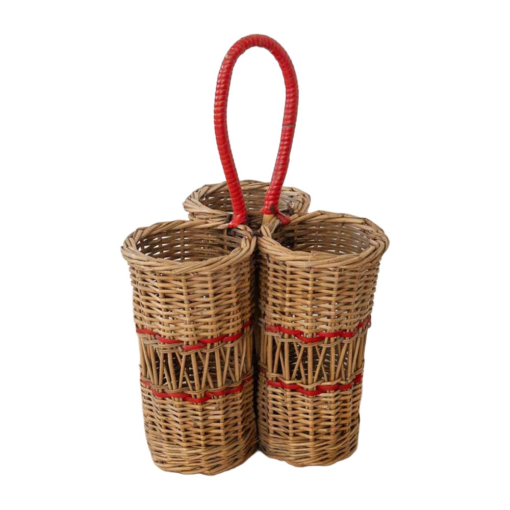 French Wicker Wine Bottle Holder