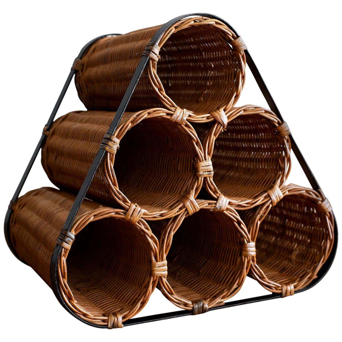 French Style Wine Racks French Wicker Wine Rack at 1stDibs