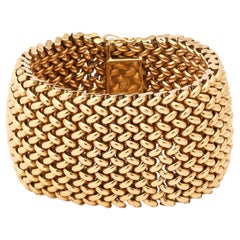 French Wide Gold Maille Cuff 18K
