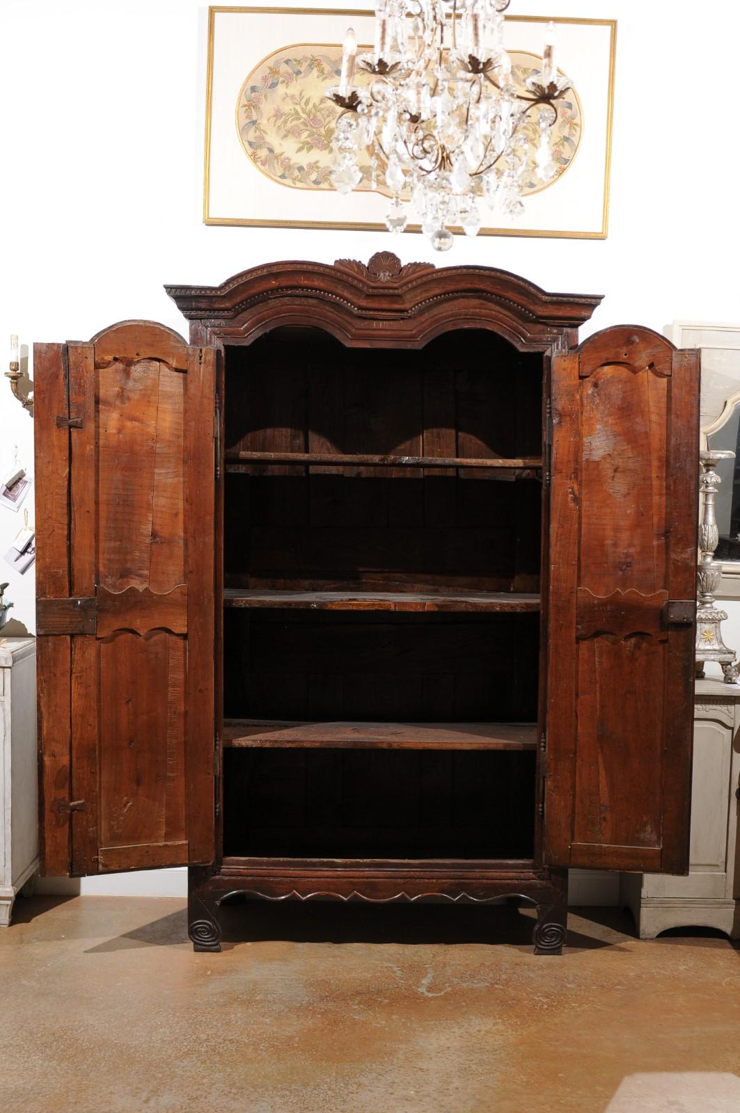 French Wild Cherry Armoire from Rennes, Brittany Dated 1792 at the Cornice In Good Condition In Atlanta, GA