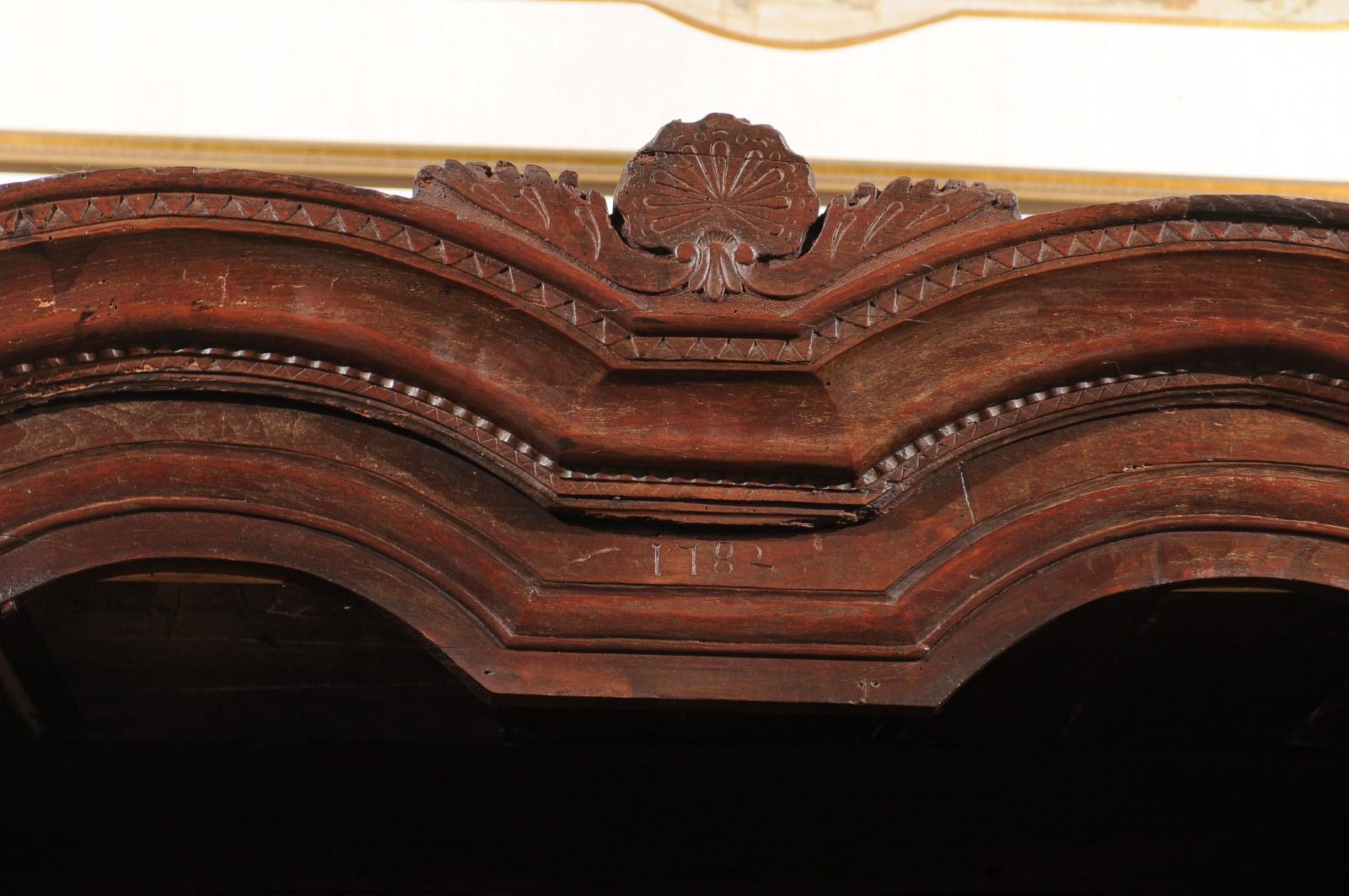 French Wild Cherry Armoire from Rennes, Brittany Dated 1792 at the Cornice 1