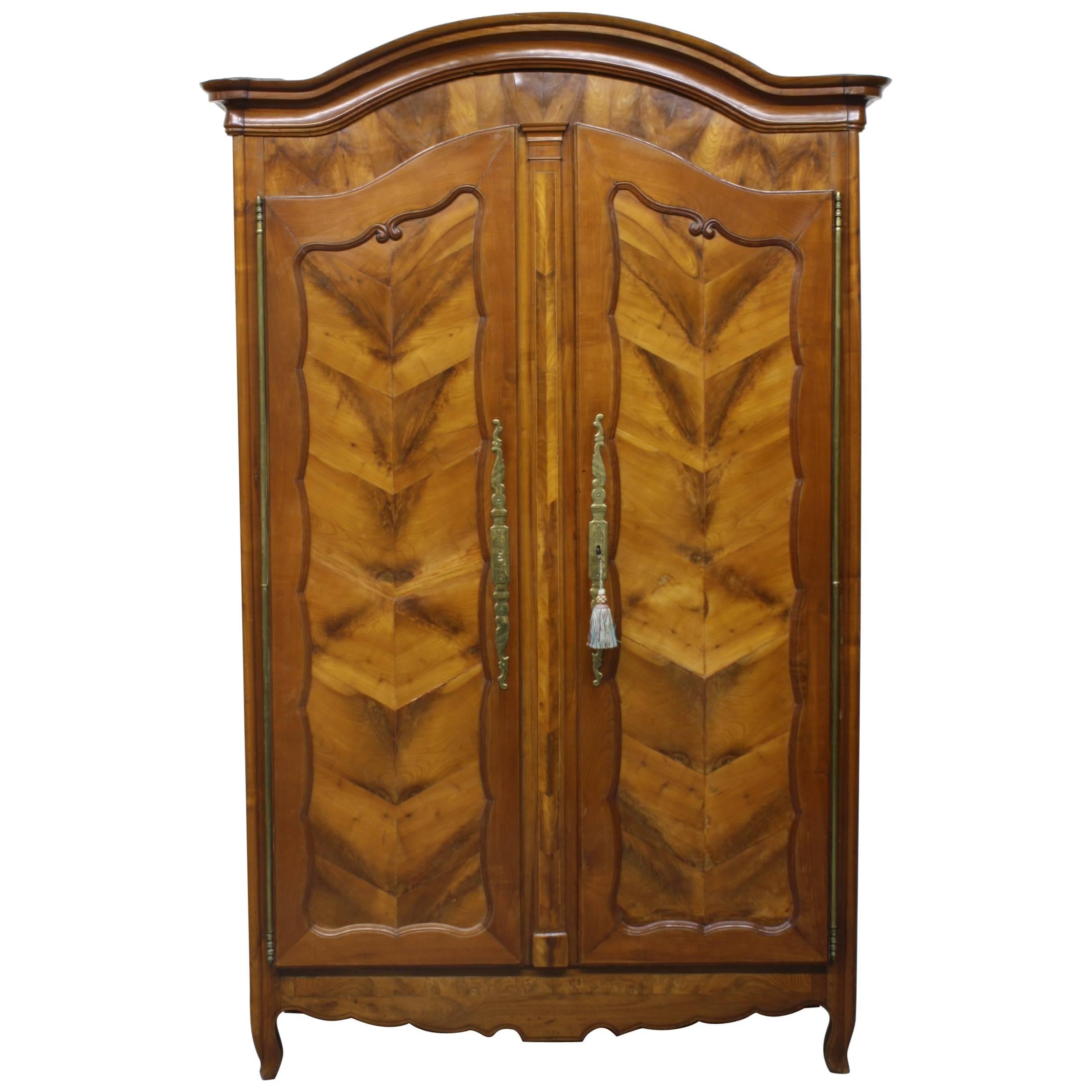 French Wild Cherry "Fougère" Armoire For Sale