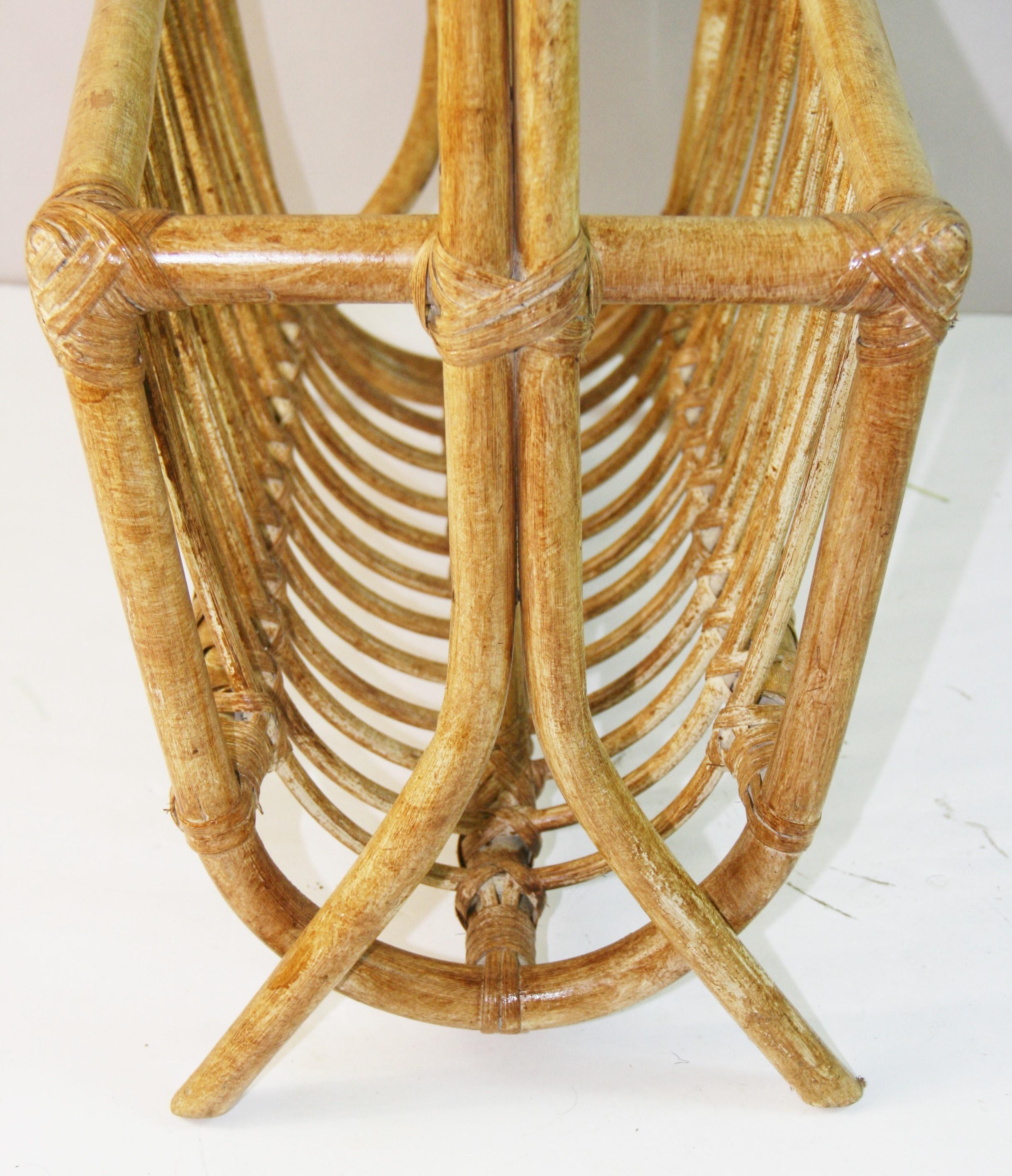French Willow and Rattan Magazine Rack For Sale 2