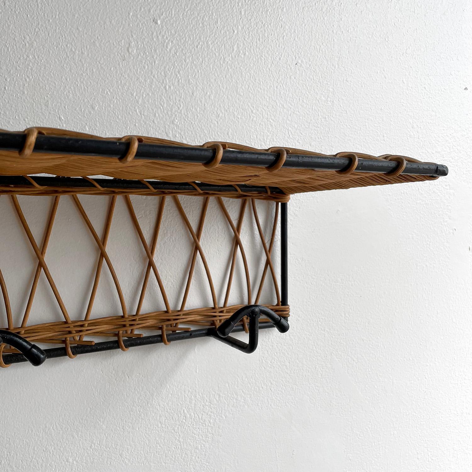 Mid-20th Century French Willow Coat Rack in the Style of Jacques Adnet For Sale