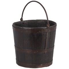 French Wine Cellar Oak Bucket, Early 1900s