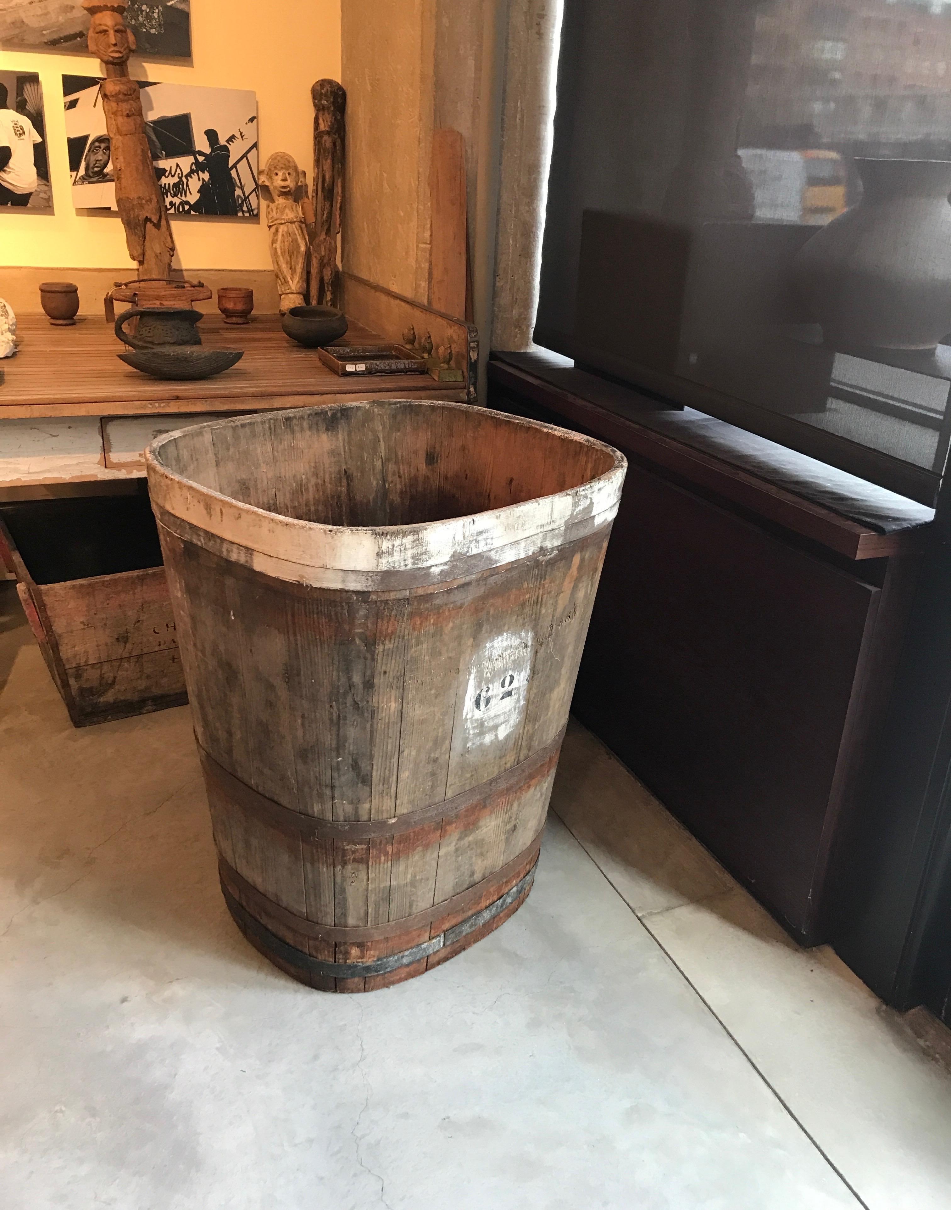 French Wine Grape Harvest Bin with Old Painted Stencils, from Burgundy 5