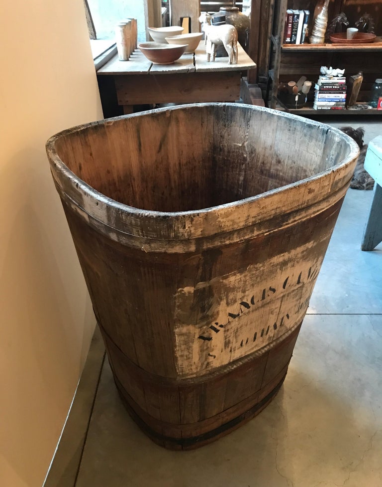 French Wine Grape Harvest Bin with Old Painted Stencils, from Burgundy