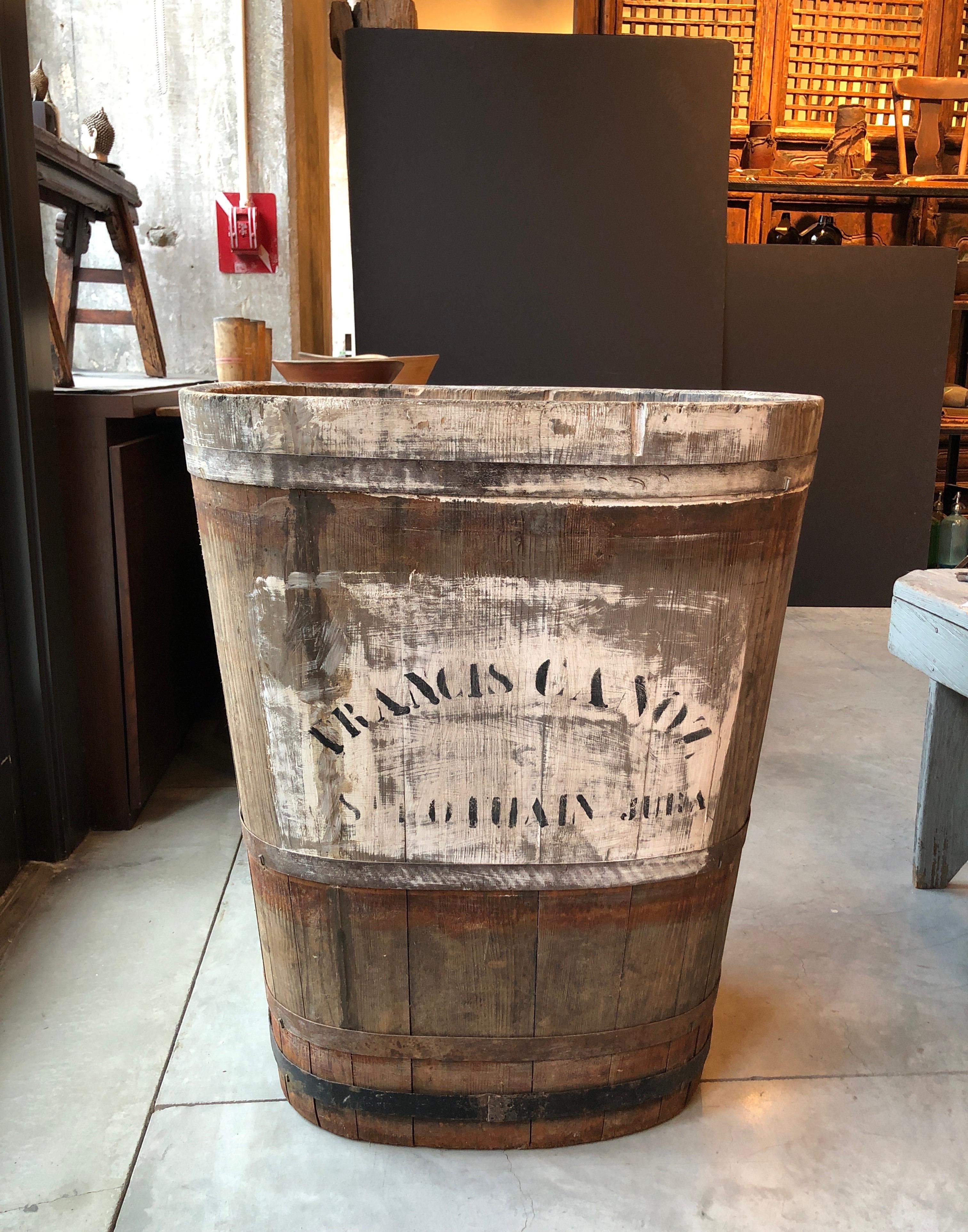 French Wine Grape Harvest Bin with Old Painted Stencils, from Burgundy 10